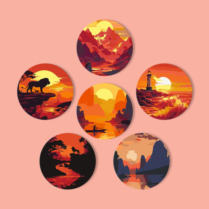 Paint By Numbers KitCoasters Sun set No.11 - isuvio