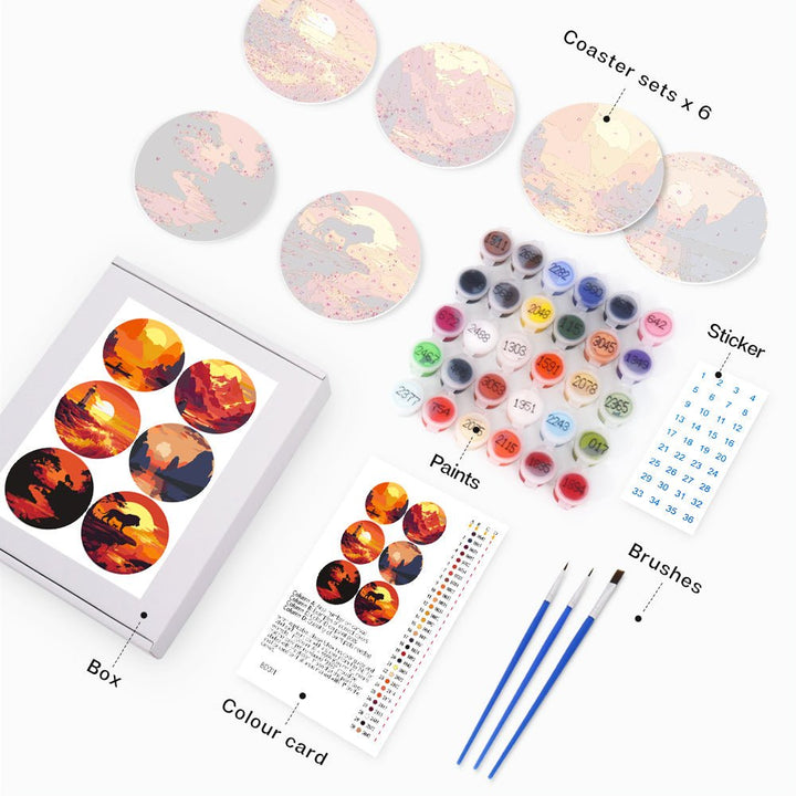 Paint By Numbers KitCoasters Sun set No.11 - isuvio