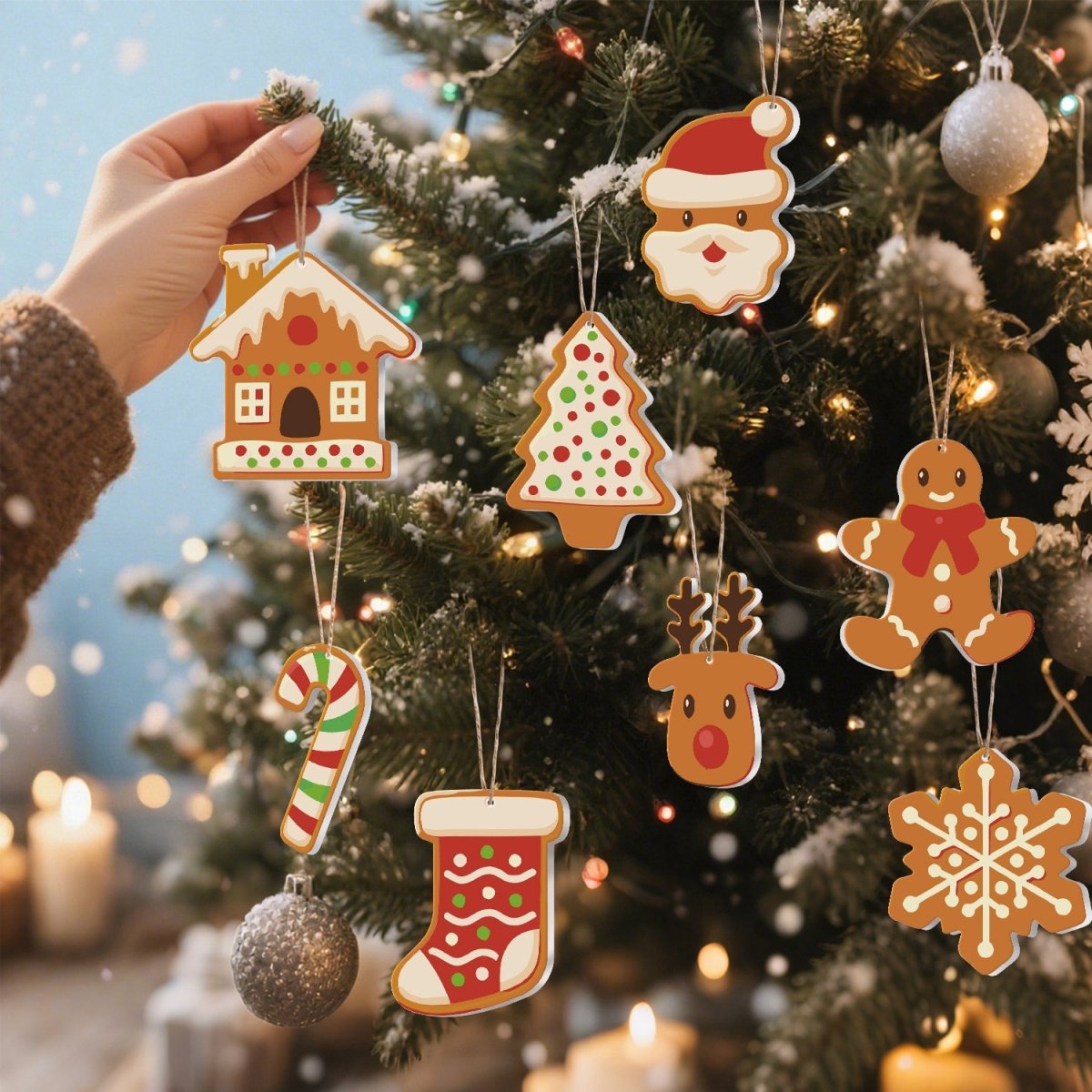 Voltooide ornamenten opgehangen als kerstdecoratie