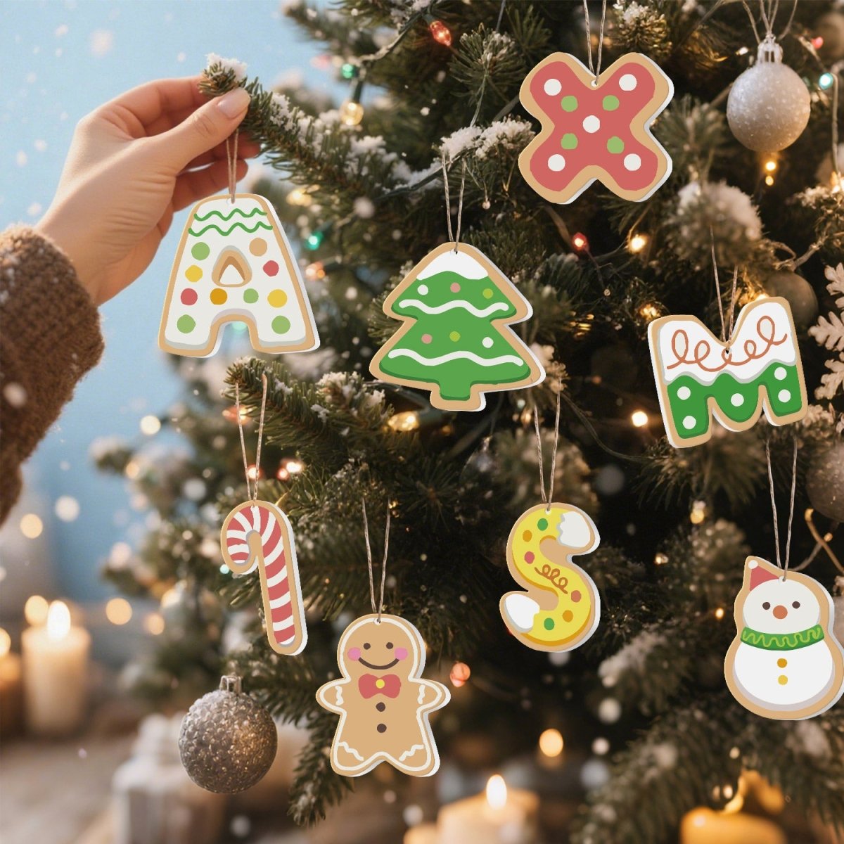 Voltooide ornamenten opgehangen als kerstdecoratie