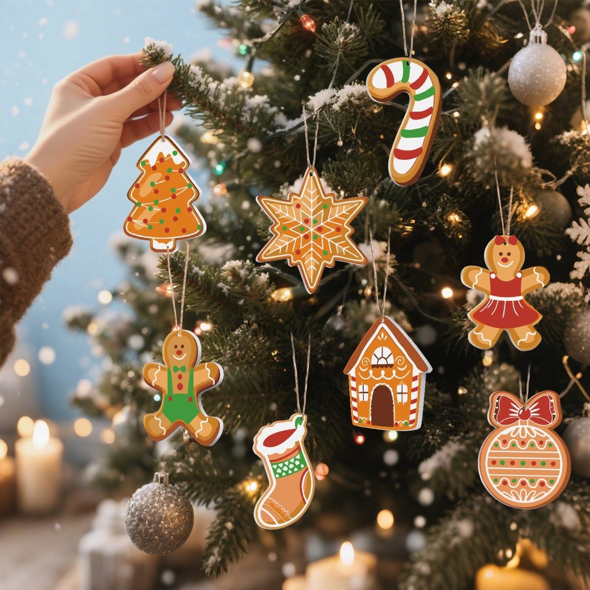 Voltooide ornamenten opgehangen als kerstdecoratie