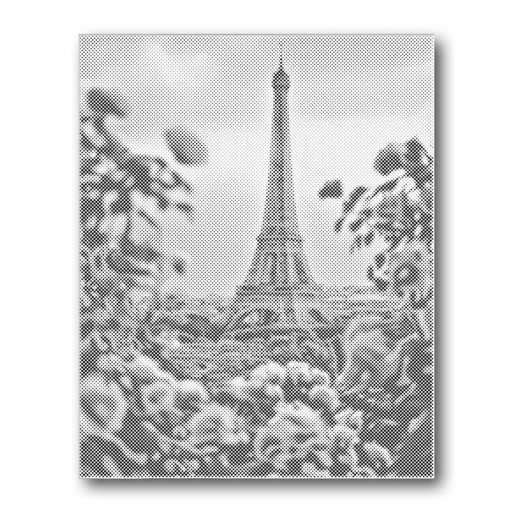 Dot PaintingEiffel Tower Paris Flowers - isuvio