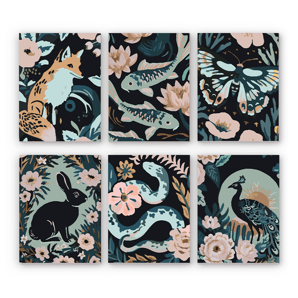 Mini Paint By Numbers SetFox Koi Moth Rabbit Peacock - isuvio