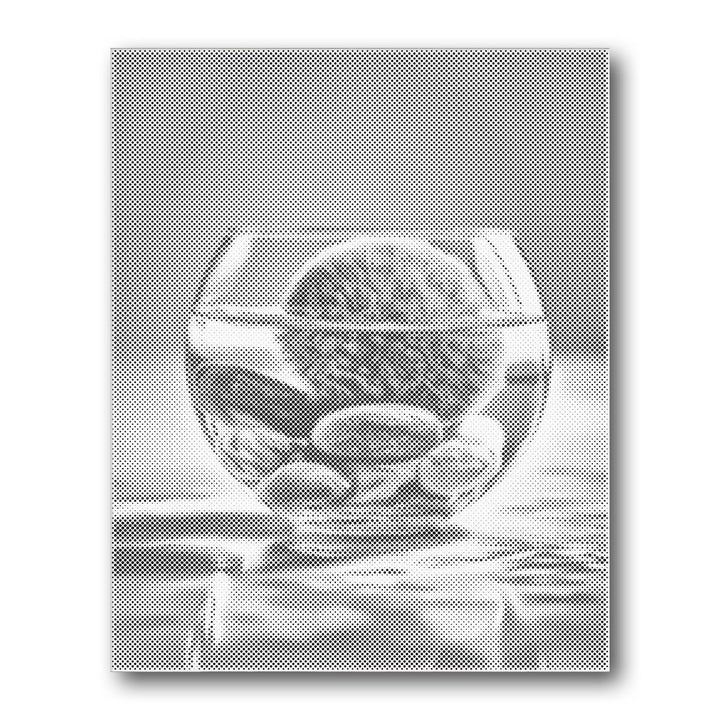 Dot PaintingGlass Bowl Pebbles Moss - isuvio