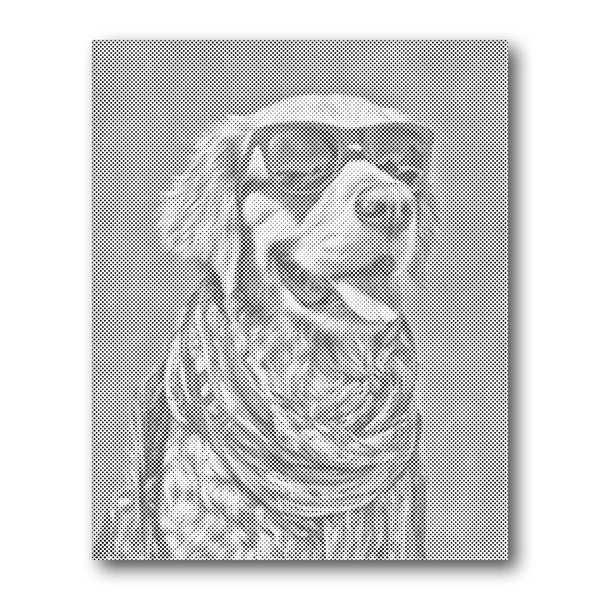 Dot PaintingGolden Retriever with Sunglasses - isuvio
