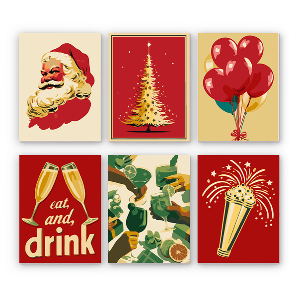 Mini Paint By Numbers SetHoliday Set – Santa Tree Balloons Champagne Popper - isuvio