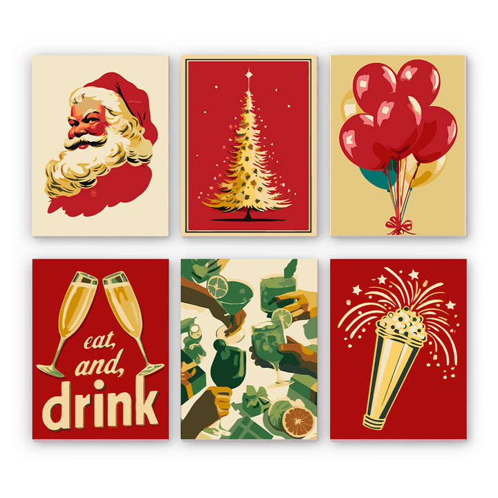 Mini Paint By Numbers SetHoliday Set – Santa Tree Balloons Champagne Popper - isuvio