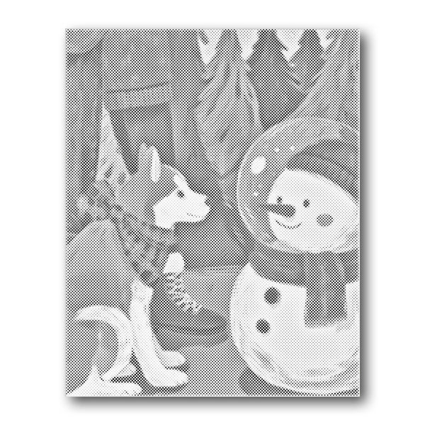 Dot PaintingHusky with Snowman - isuvio