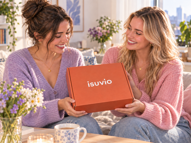 Een oranje Isuvio Mini-kitdoos wordt cadeau gegeven.