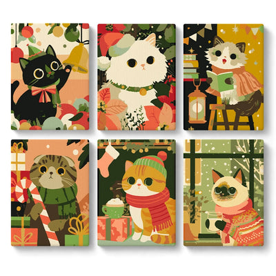 Mini Paint By Numbers SetChristmas Cats Set – Gifts Cocoa Fireplace - isuvio