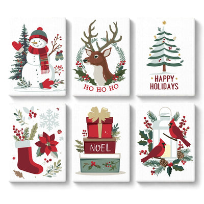 Mini Paint By Numbers SetChristmas Set – Snowman Reindeer Wreath Tree Lantern - isuvio