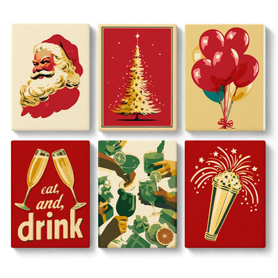 Mini Paint By Numbers SetHoliday Set – Santa Tree Balloons Champagne Popper - isuvio