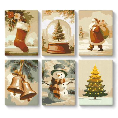 Mini Paint By Numbers SetChristmas Set – Stocking Snow Globe Santa Tree - isuvio