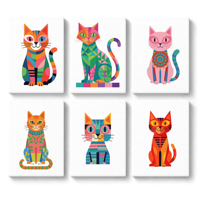 Geometric Cat Illustrations - main product image