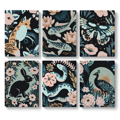 Mini Paint By Numbers SetFox Koi Moth Rabbit Peacock - isuvio