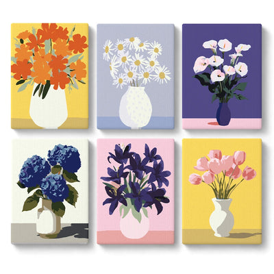 Mini Paint By Numbers SetVase Daisies Calla Hydrangea Tulips - isuvio