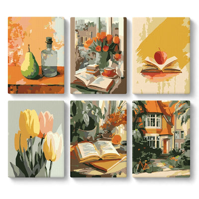 Mini Paint By Numbers SetPear Bottle Books Tulips House - isuvio