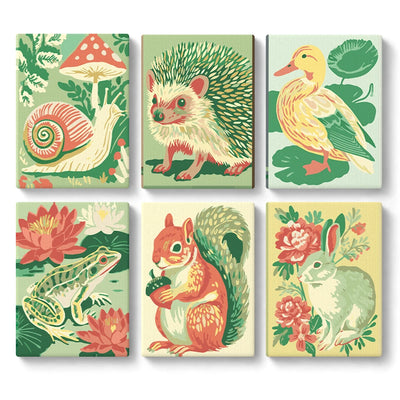 Mini Paint By Numbers SetSnail Hedgehog Duck Frog Squirrel - isuvio