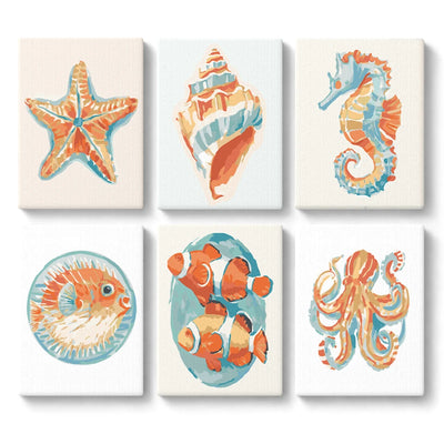 Mini Paint By Numbers SetStarfish Conch Seahorse Pufferfish Octopus - isuvio