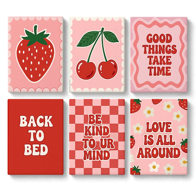 Mini Paint By Numbers SetQuote Cards Set – Strawberry Cherry Slogans Daisies - isuvio