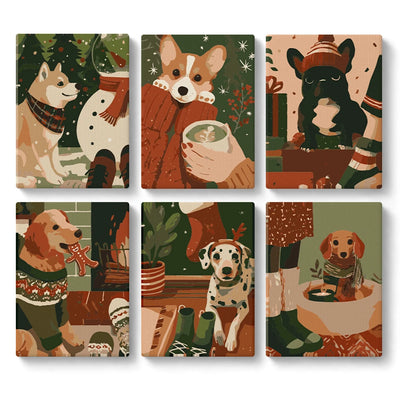 Mini Paint By Numbers SetMini Christmas Dogs Set – Snowman Fireplace Gifts - isuvio