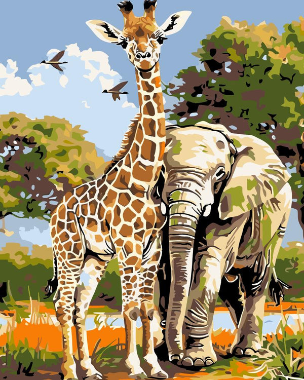 Paint By Numbers Kitisuvio™Animal Series Giraffe and Elephant No.56 - isuvio