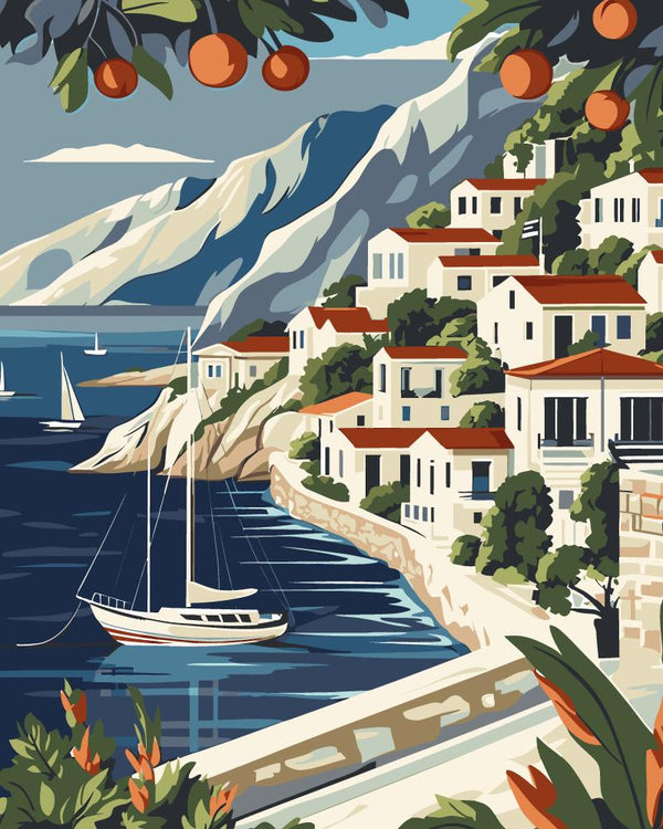 Paint By Numbers Kitisuvio™Cityscape Series Greek island No.34 - isuvio