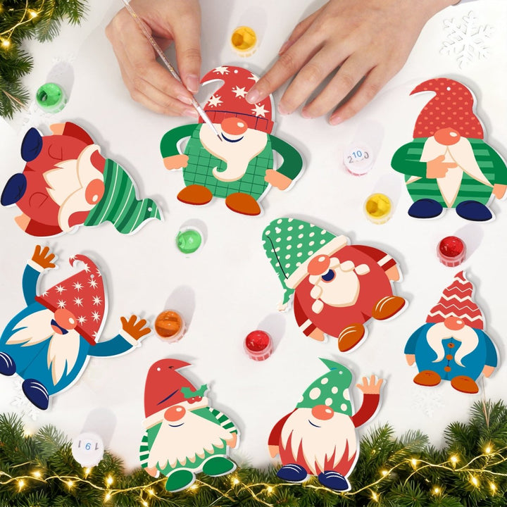 Paint By Numbers KitLarge Christmas Ornaments - Christmas Gnomes Set - isuvio