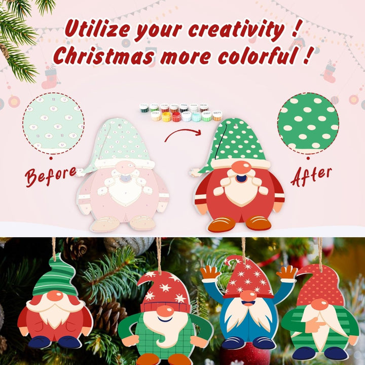 Paint By Numbers KitLarge Christmas Ornaments - Christmas Gnomes Set - isuvio