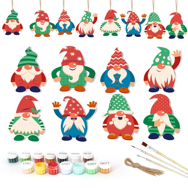 Paint By Numbers KitLarge Christmas Ornaments - Christmas Gnomes Set - isuvio