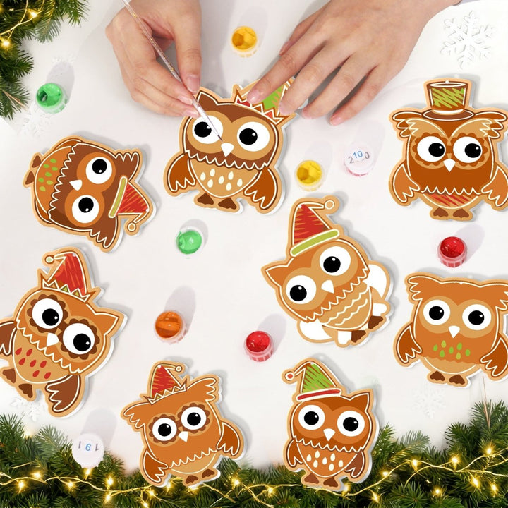 Paint By Numbers KitLarge Christmas Ornaments - Festive Owls Set - isuvio