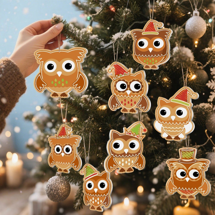 Paint By Numbers KitLarge Christmas Ornaments - Festive Owls Set - isuvio