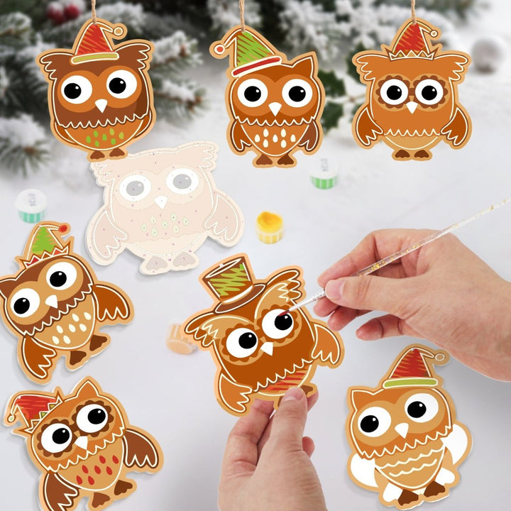 Paint By Numbers KitLarge Christmas Ornaments - Festive Owls Set - isuvio