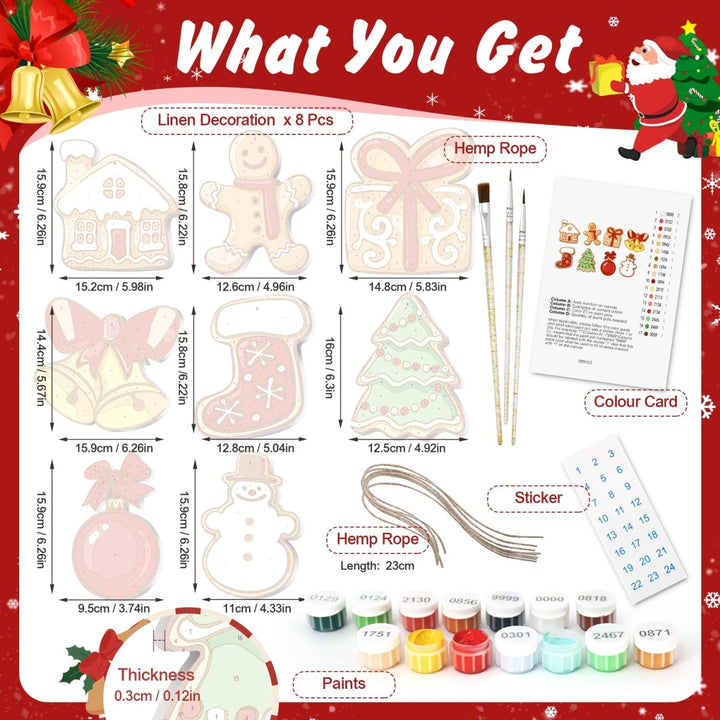 Paint By Numbers KitLarge Christmas Ornaments - Gifts Bells & Stockings - isuvio