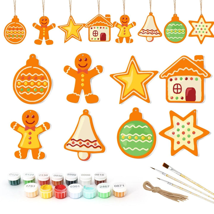 Paint By Numbers KitLarge Christmas Ornaments - Gingerbread Bauble Star House - isuvio