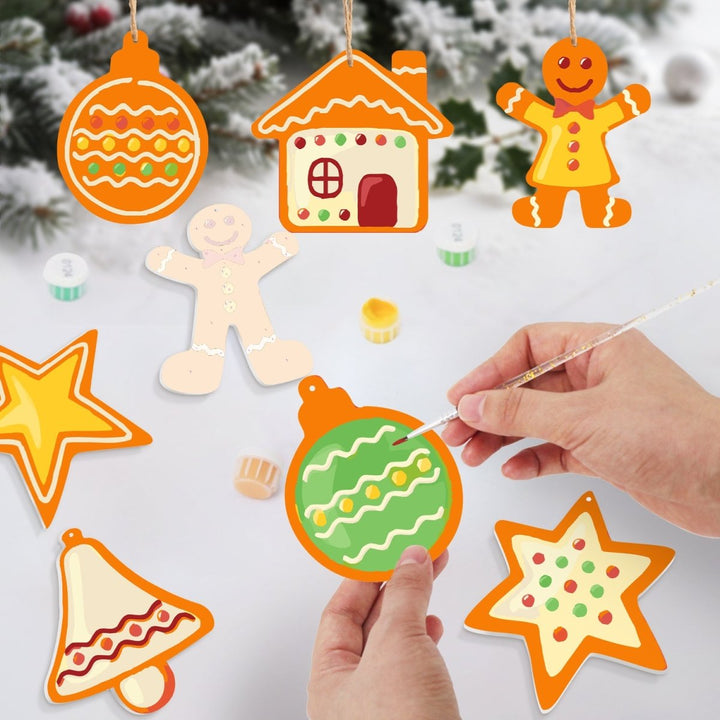 Paint By Numbers KitLarge Christmas Ornaments - Gingerbread Bauble Star House - isuvio