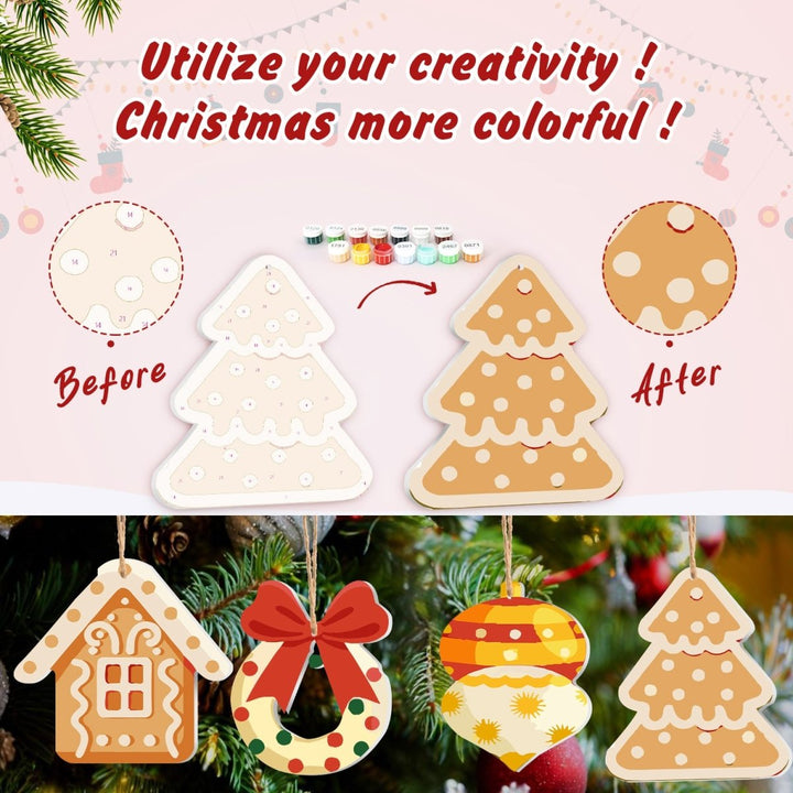 Paint By Numbers KitLarge Christmas Ornaments - Gingerbread House Wreath Stocking Set - isuvio
