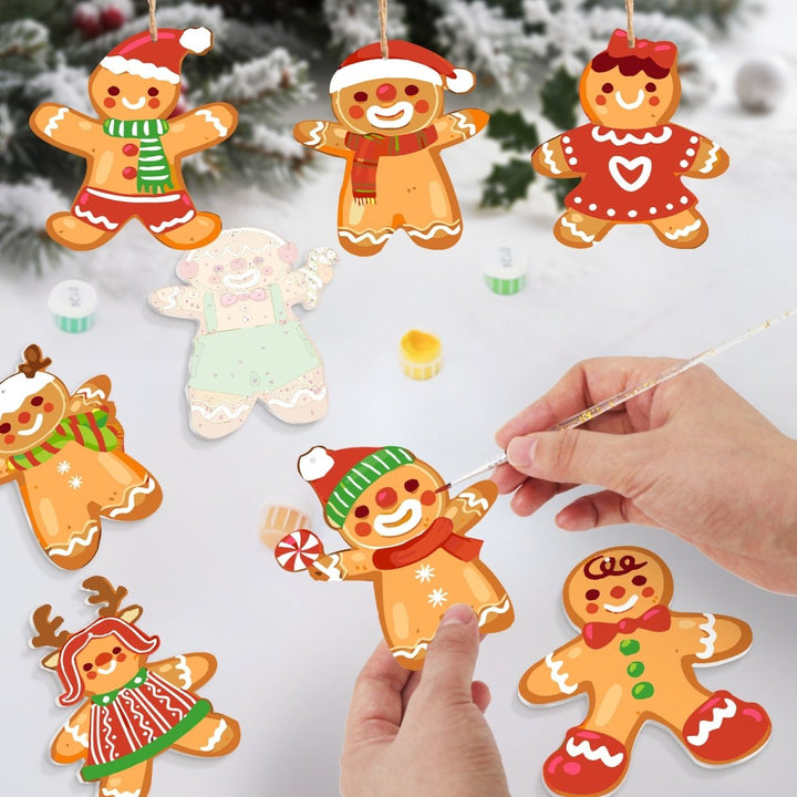 Paint By Numbers KitLarge Christmas Ornaments - Gingerbread Kids & Reindeer Mix - isuvio