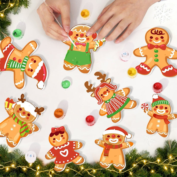 Paint By Numbers KitLarge Christmas Ornaments - Gingerbread Kids & Reindeer Mix - isuvio