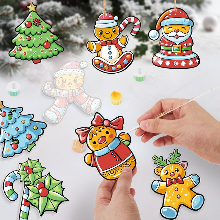 Paint By Numbers KitLarge Christmas Ornaments - Holly & Gingerbread Friends - isuvio