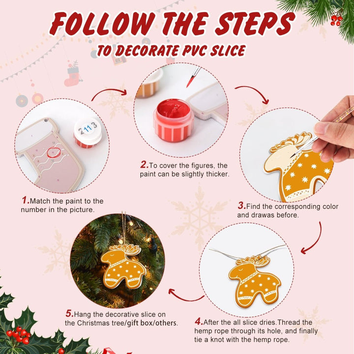 Paint By Numbers KitLarge Christmas Ornaments - Iced Cookie Silhouettes - isuvio