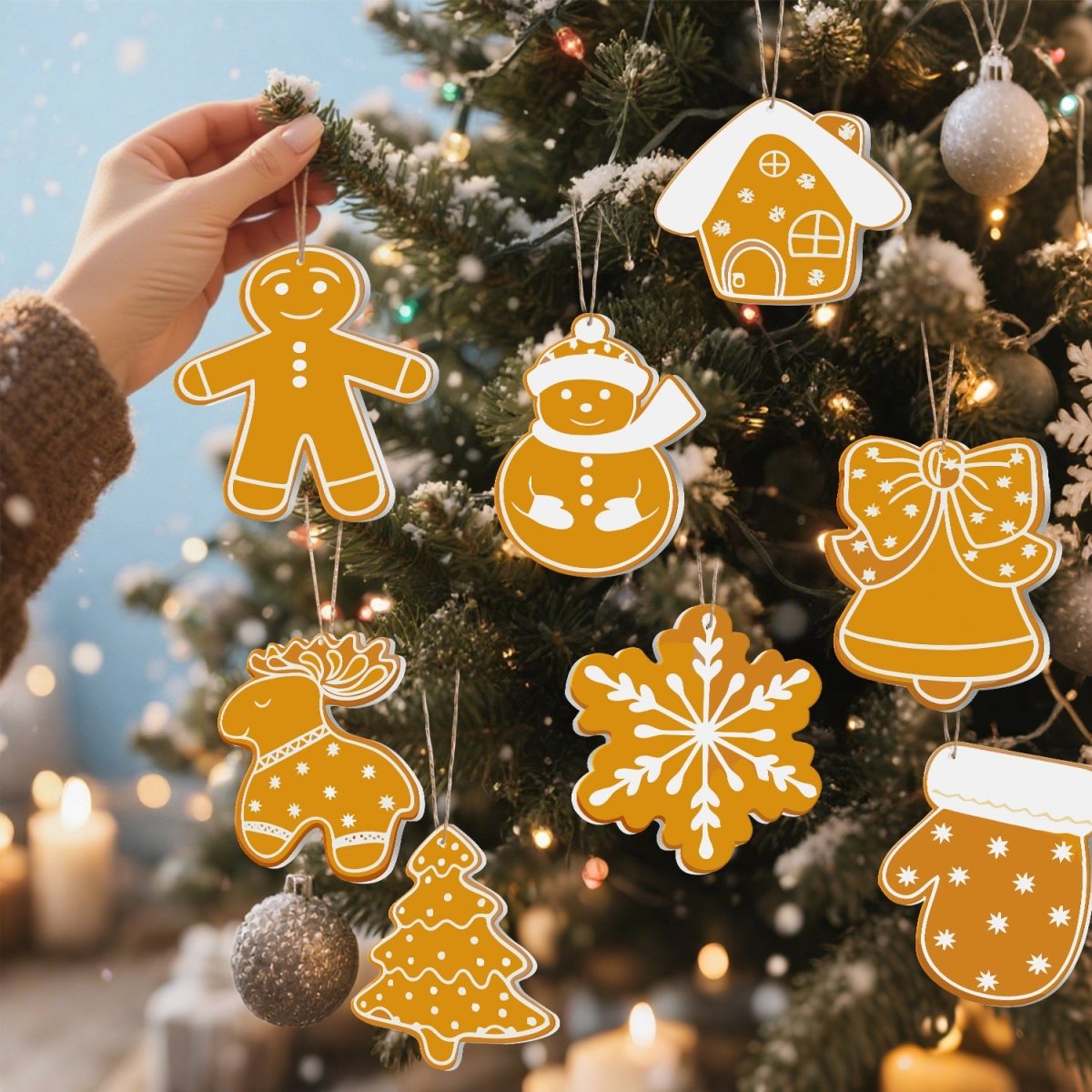 Voltooide ornamenten opgehangen als kerstdecoratie