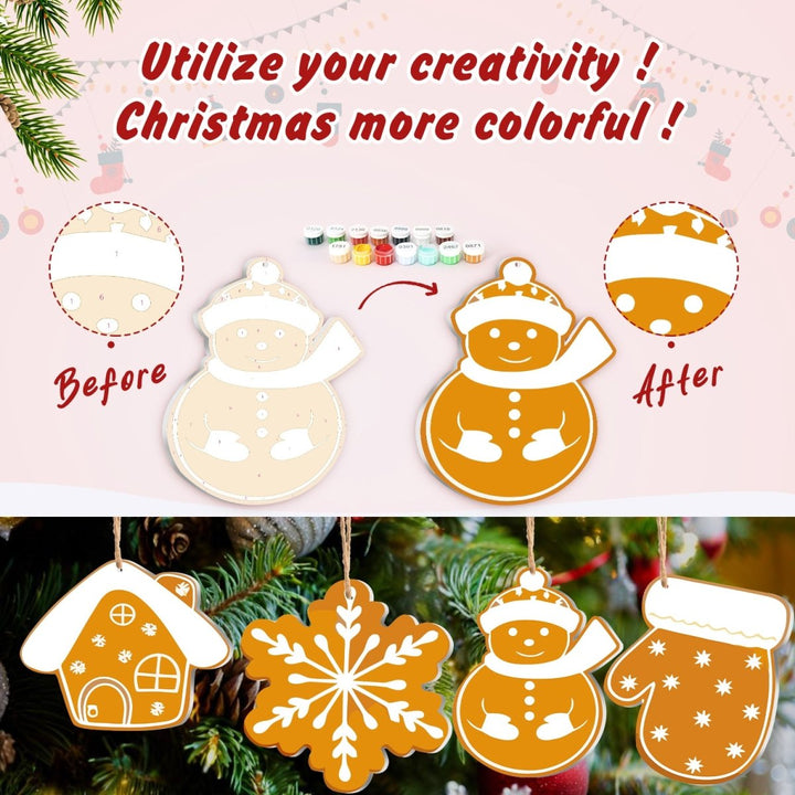 Paint By Numbers KitLarge Christmas Ornaments - Iced Cookie Silhouettes - isuvio