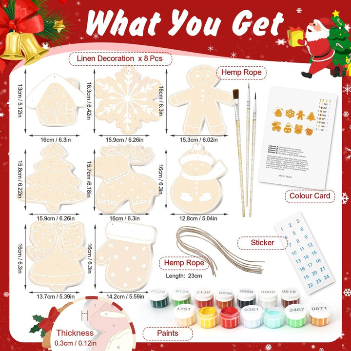 Paint By Numbers KitLarge Christmas Ornaments - Iced Cookie Silhouettes - isuvio