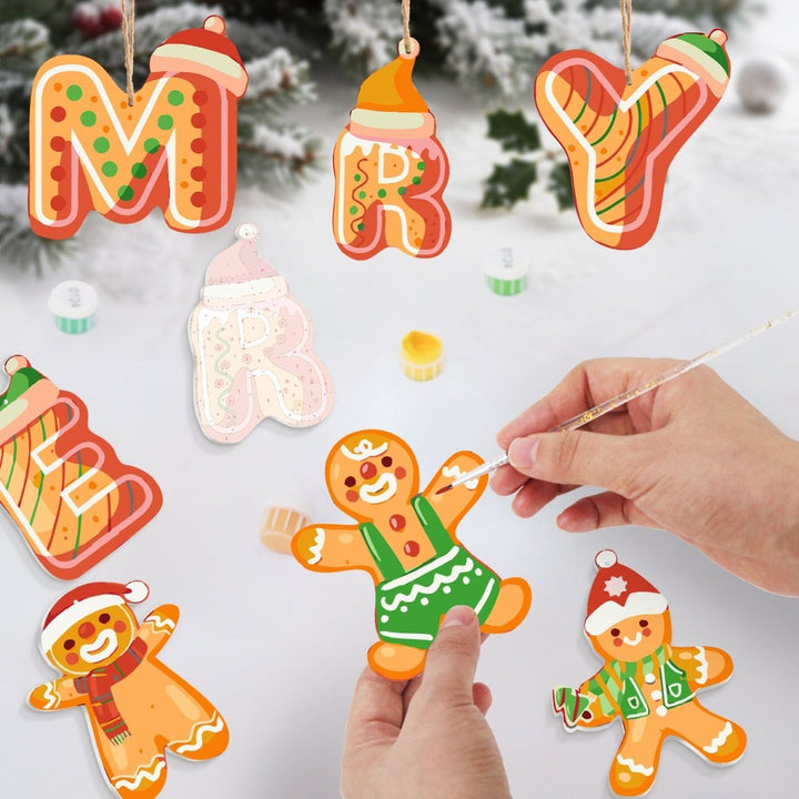 Paint By Numbers KitLarge Christmas Ornaments - MERRY Letters Gingerbread - isuvio