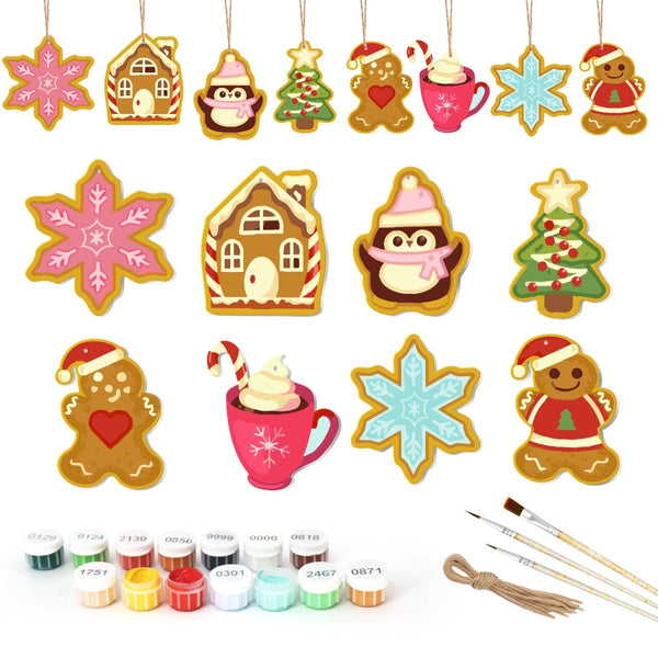 Paint By Numbers KitLarge Christmas Ornaments - Pastel Snowflakes & Treats - isuvio