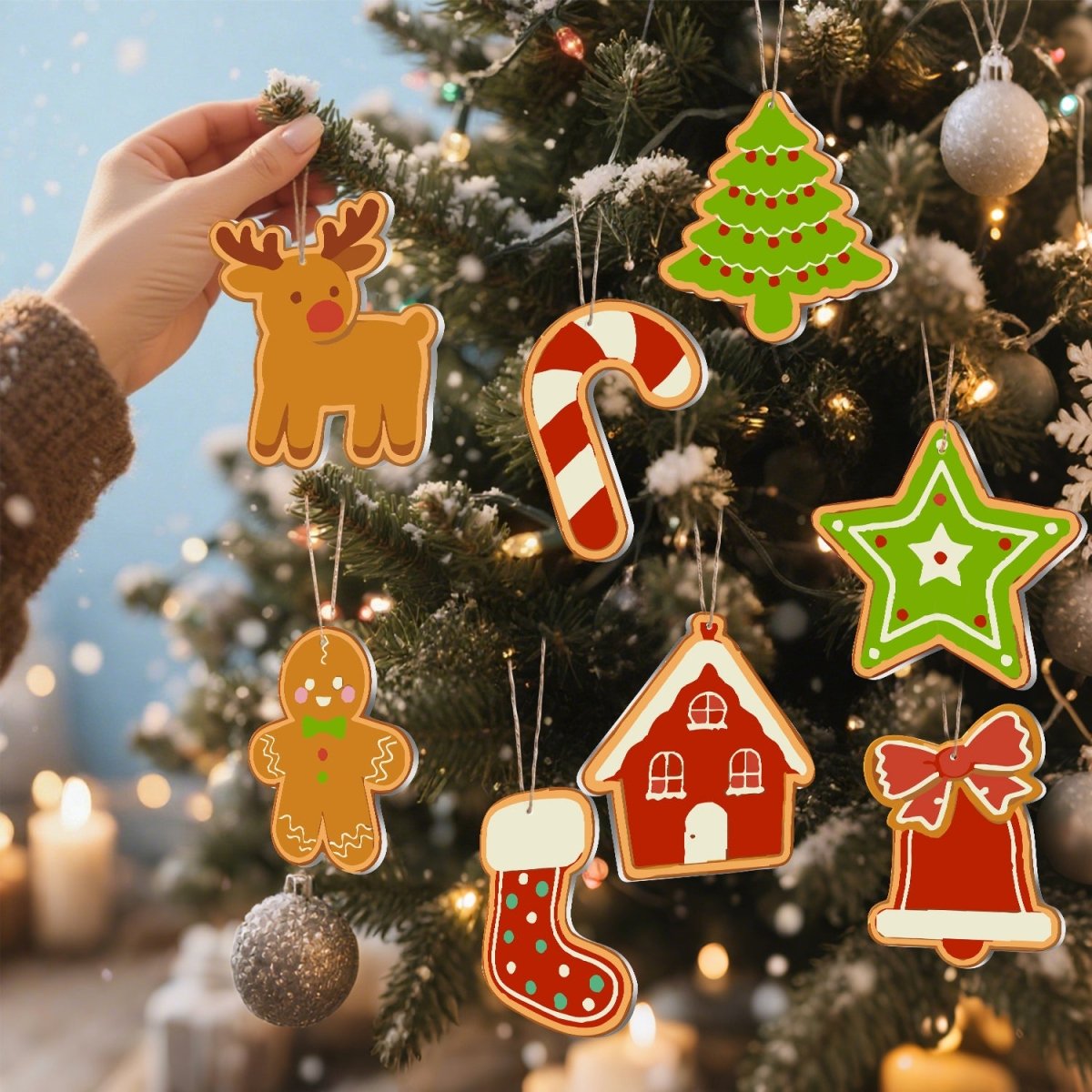 Voltooide ornamenten opgehangen als kerstdecoratie