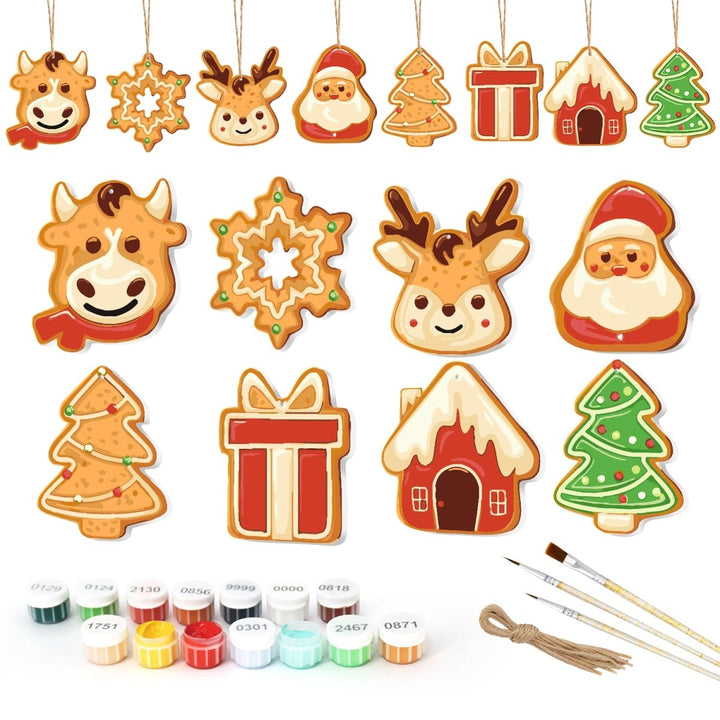 Paint By Numbers KitLarge Christmas Ornaments - Reindeer Snowflake Gift House Set - isuvio