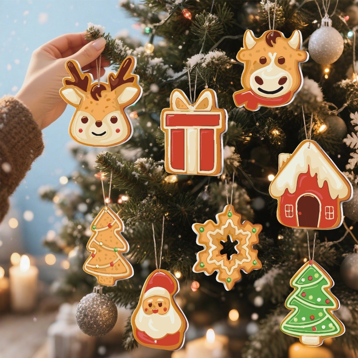 Voltooide ornamenten opgehangen als kerstdecoratie