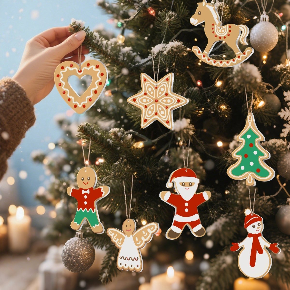 Voltooide ornamenten opgehangen als kerstdecoratie